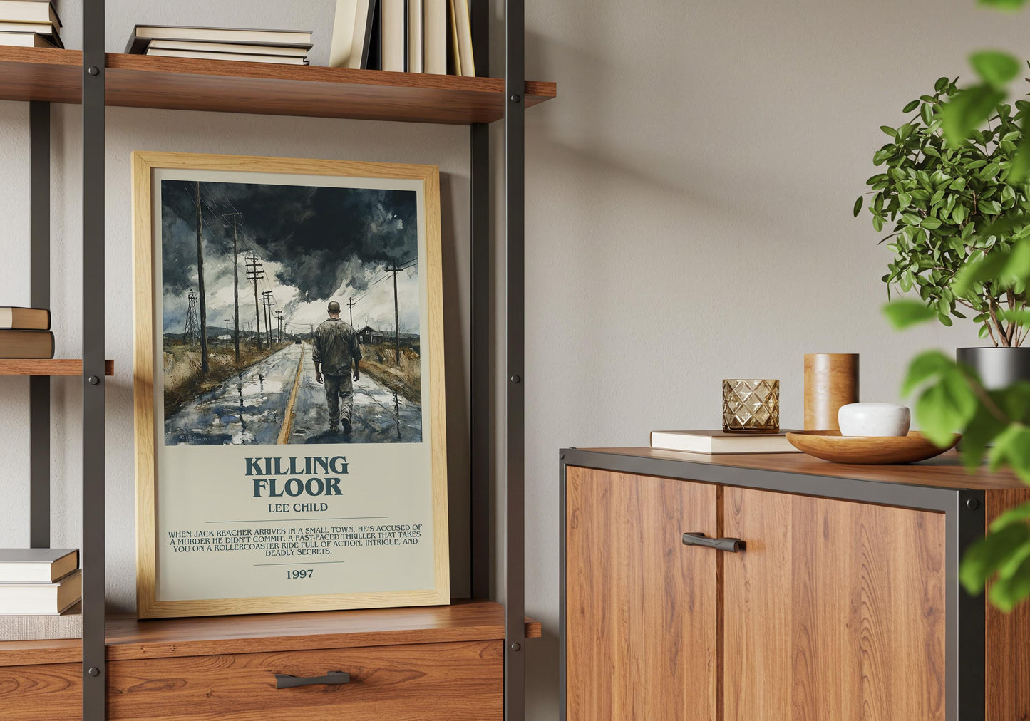 Killing Floor by Lee Child Descriptive Poster Print. Free Delivery Wall Art Author & Blurb Book Artwork Novel Modern Gift