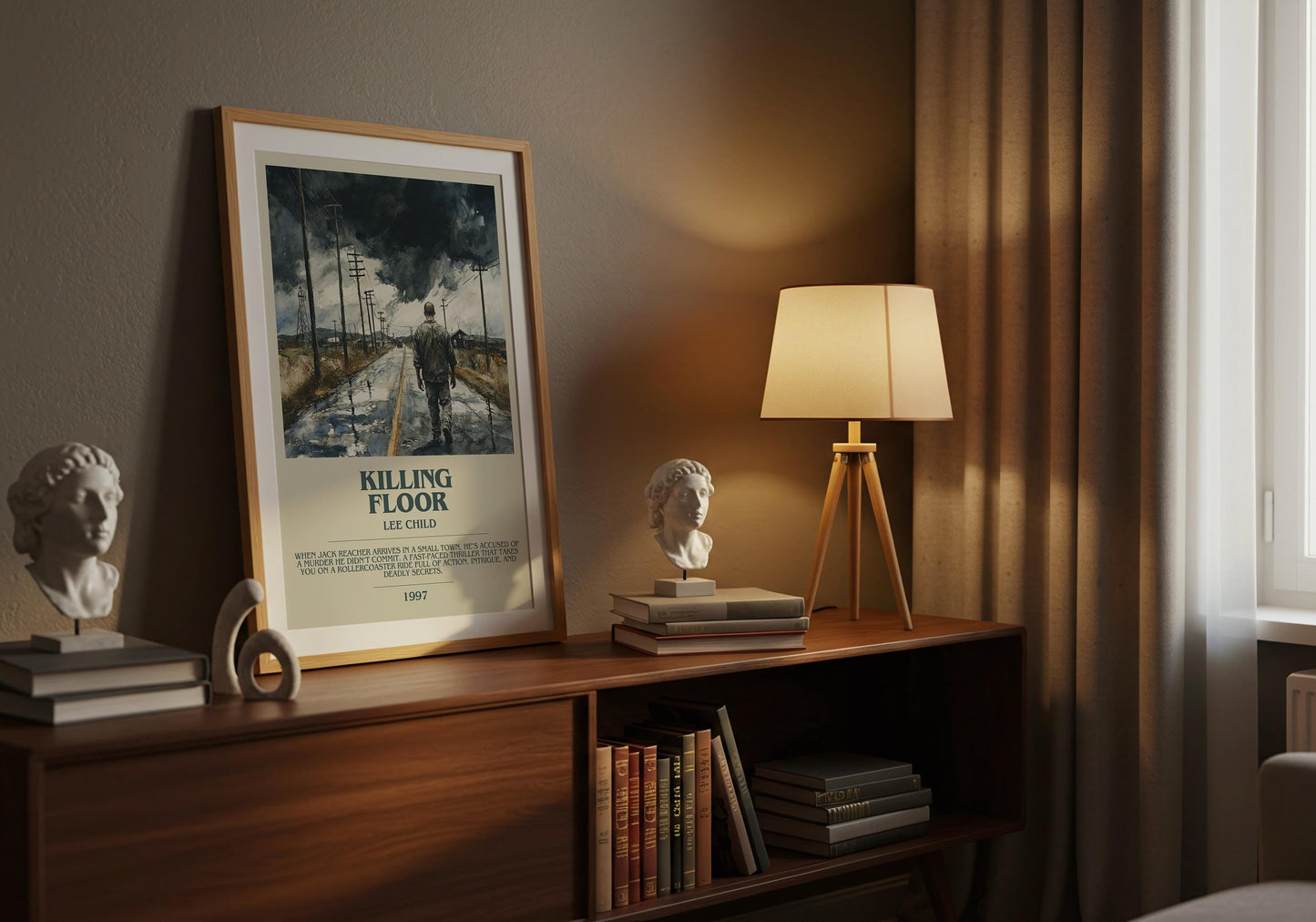 Killing Floor by Lee Child Descriptive Poster Print. Free Delivery Wall Art Author & Blurb Book Artwork Novel Modern Gift