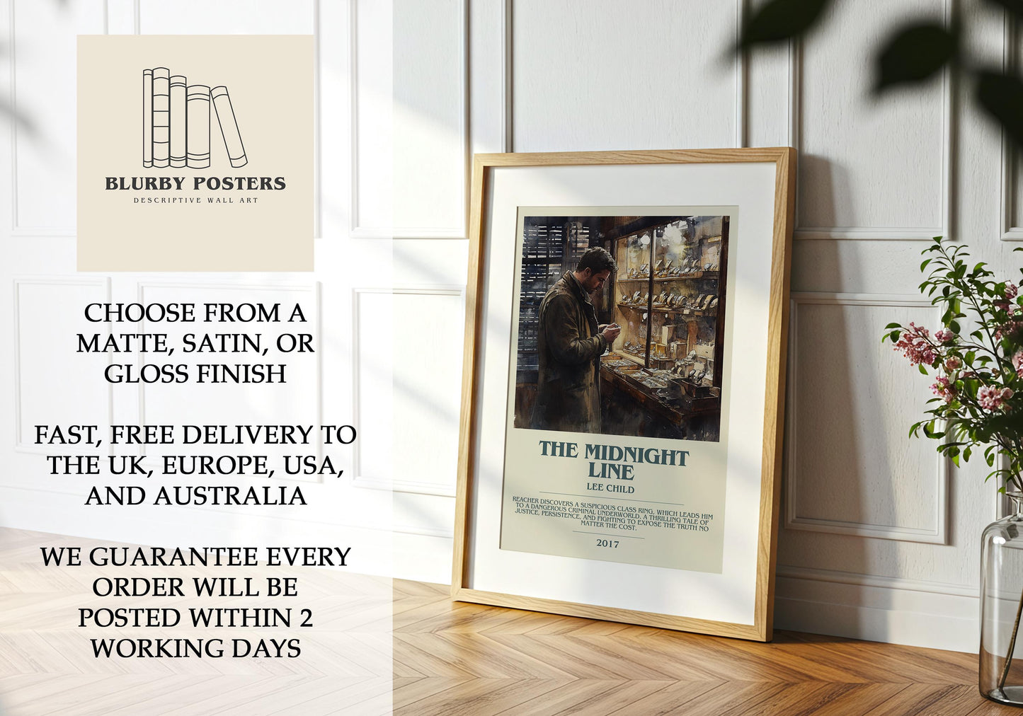 The Midnight Line by Lee Child | Descriptive Book Poster | Modern