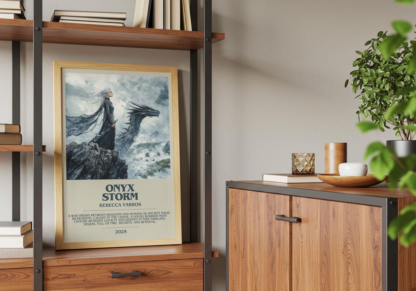 Onyx Storm by Rebecca Yarros Descriptive Poster Print. Free Delivery Wall Art Author & Blurb Book Artwork Novel Modern Gift