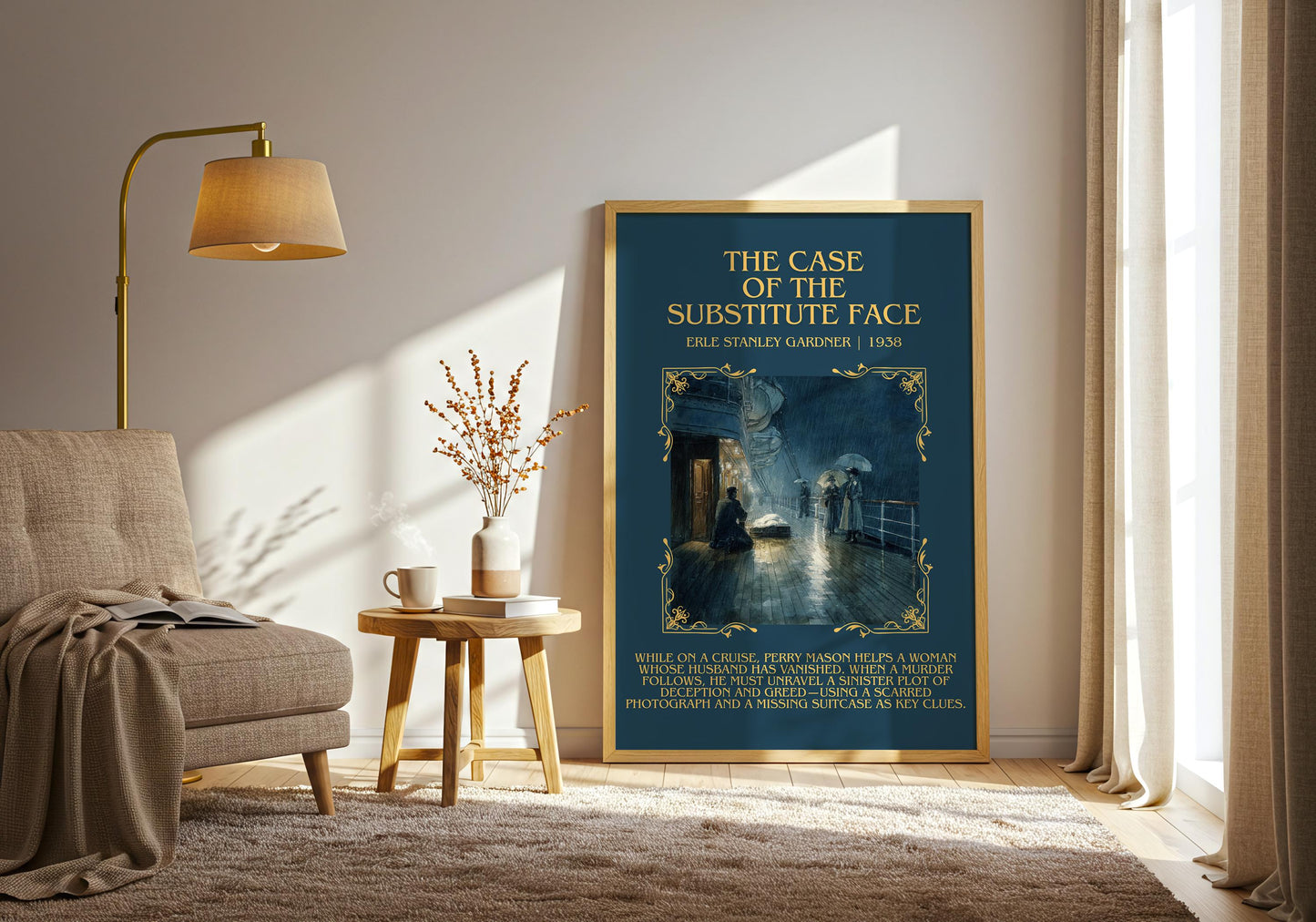 The Case Of The Substitute Face by Erle Stanley Gardner Descriptive Poster Print.Free Delivery Wall Art Author&Blurb Book Artwork Novel
