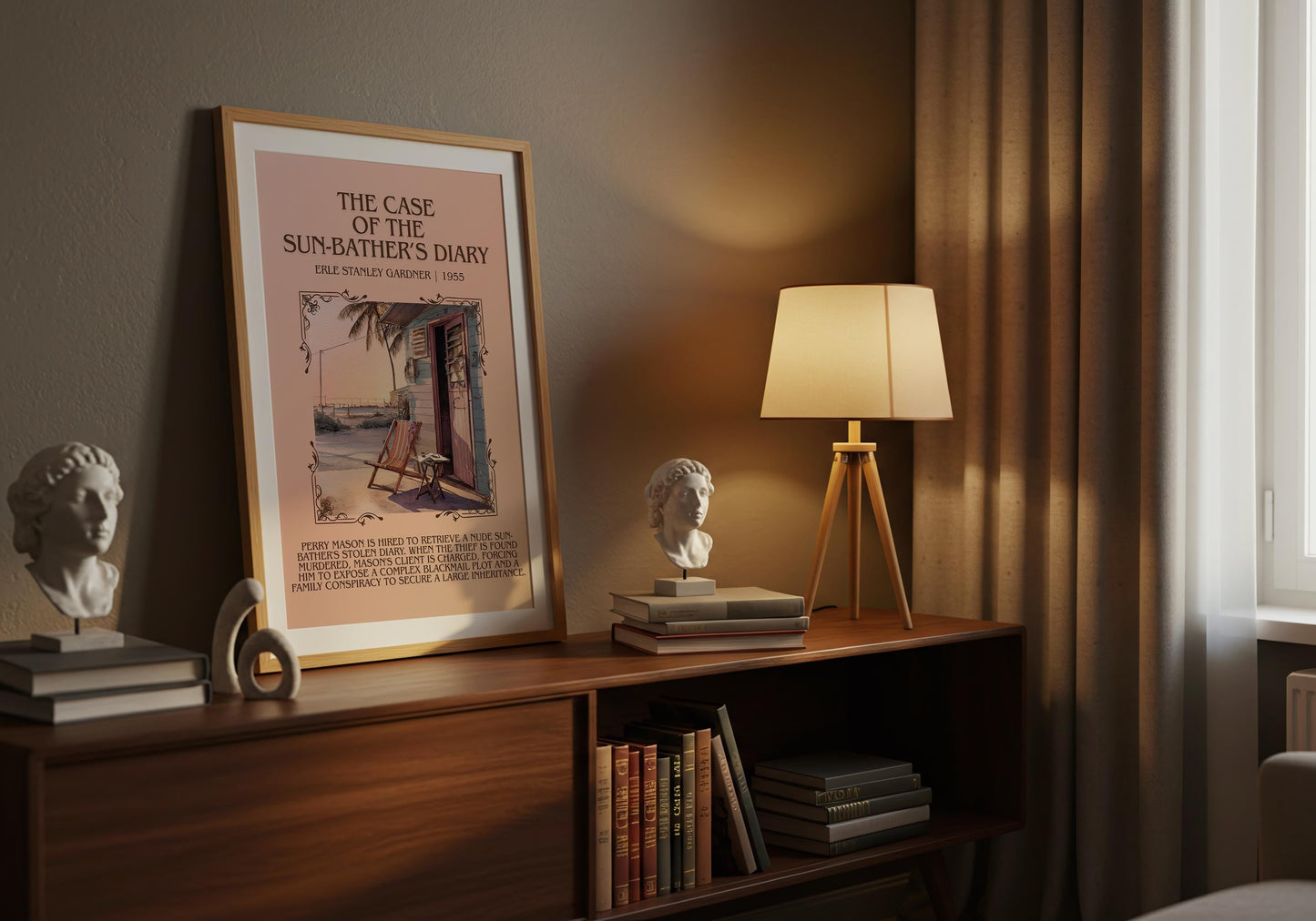 The Case Of The Sun-Bather's Diary by Erle Stanley Gardner Descriptive Poster Print.Free Delivery Wall Art Author&Blurb Book Artwork Novel