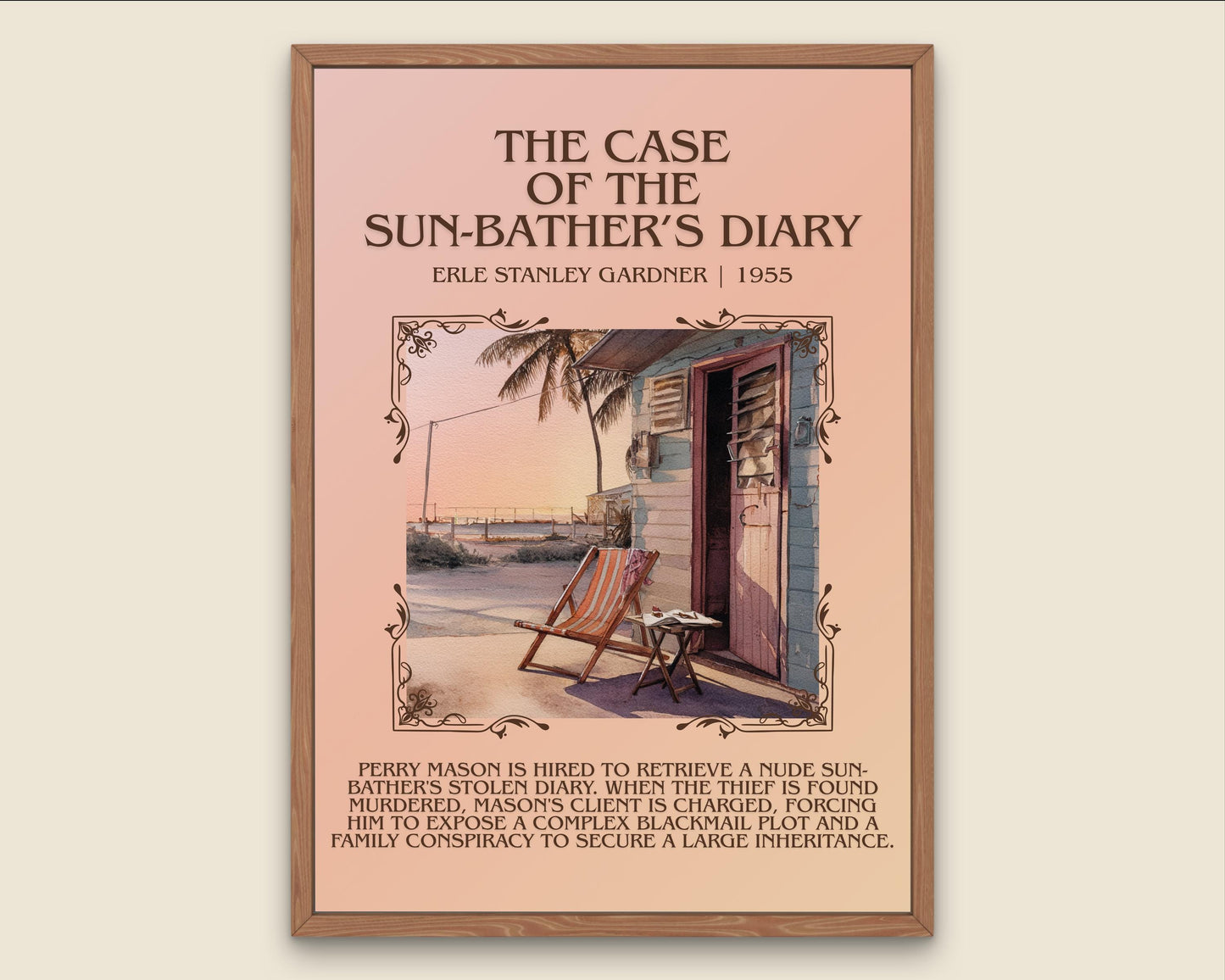 The Case Of The Sun-Bather's Diary by Erle Stanley Gardner Descriptive Poster Print.Free Delivery Wall Art Author&Blurb Book Artwork Novel