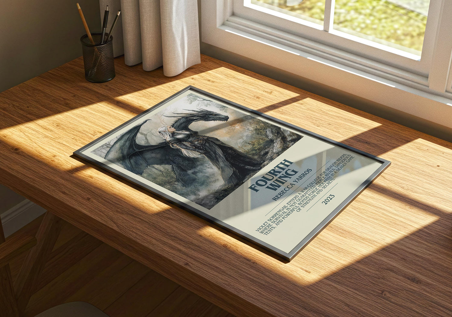 Fourth Wing by Rebecca Yarros | Descriptive Book Poster | Modern