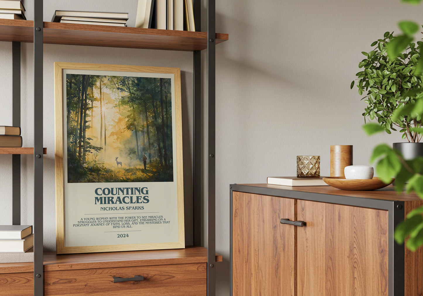 Counting Miracles by Nicholas Sparks Descriptive Poster Print. Free Delivery Wall Art Author & Blurb Book Artwork Novel Modern Gift