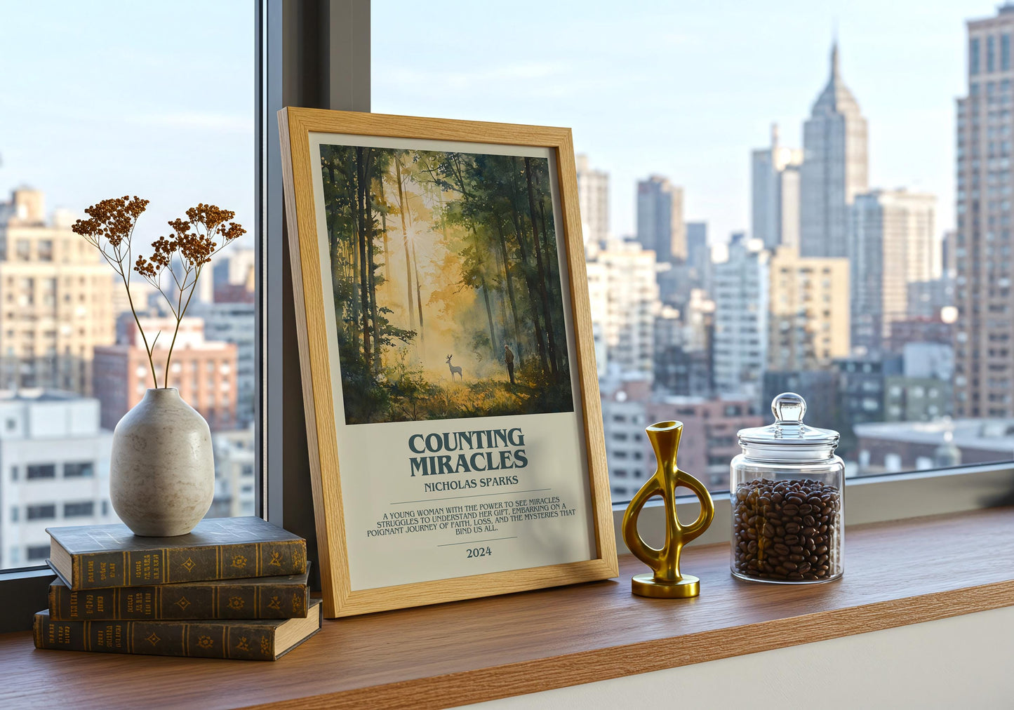Counting Miracles by Nicholas Sparks Descriptive Poster Print. Free Delivery Wall Art Author & Blurb Book Artwork Novel Modern Gift