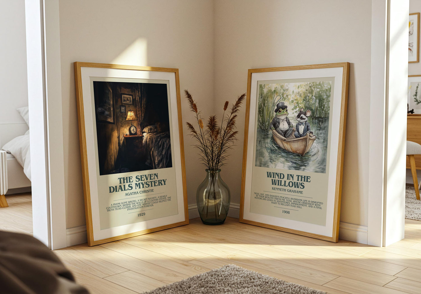 The Seven Dials Mystery by Agatha Christie Descriptive Poster Print. Free Delivery Wall Art Author & Blurb Book Artwork Novel Modern Gift