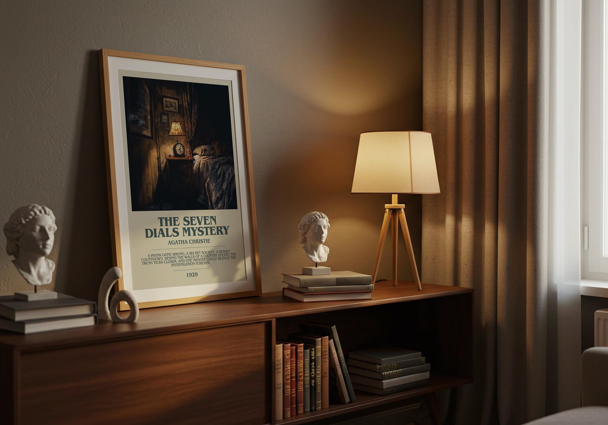 The Seven Dials Mystery by Agatha Christie | Descriptive Book Poster | Modern