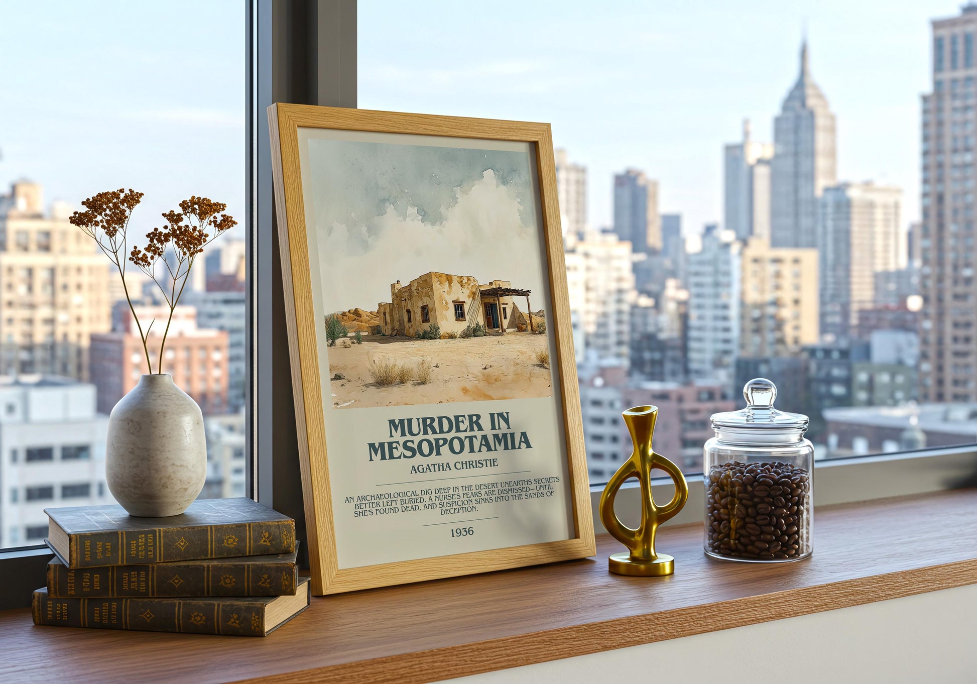 Muder In Mesopotamia by Agatha Christie | Descriptive Book Poster | Modern