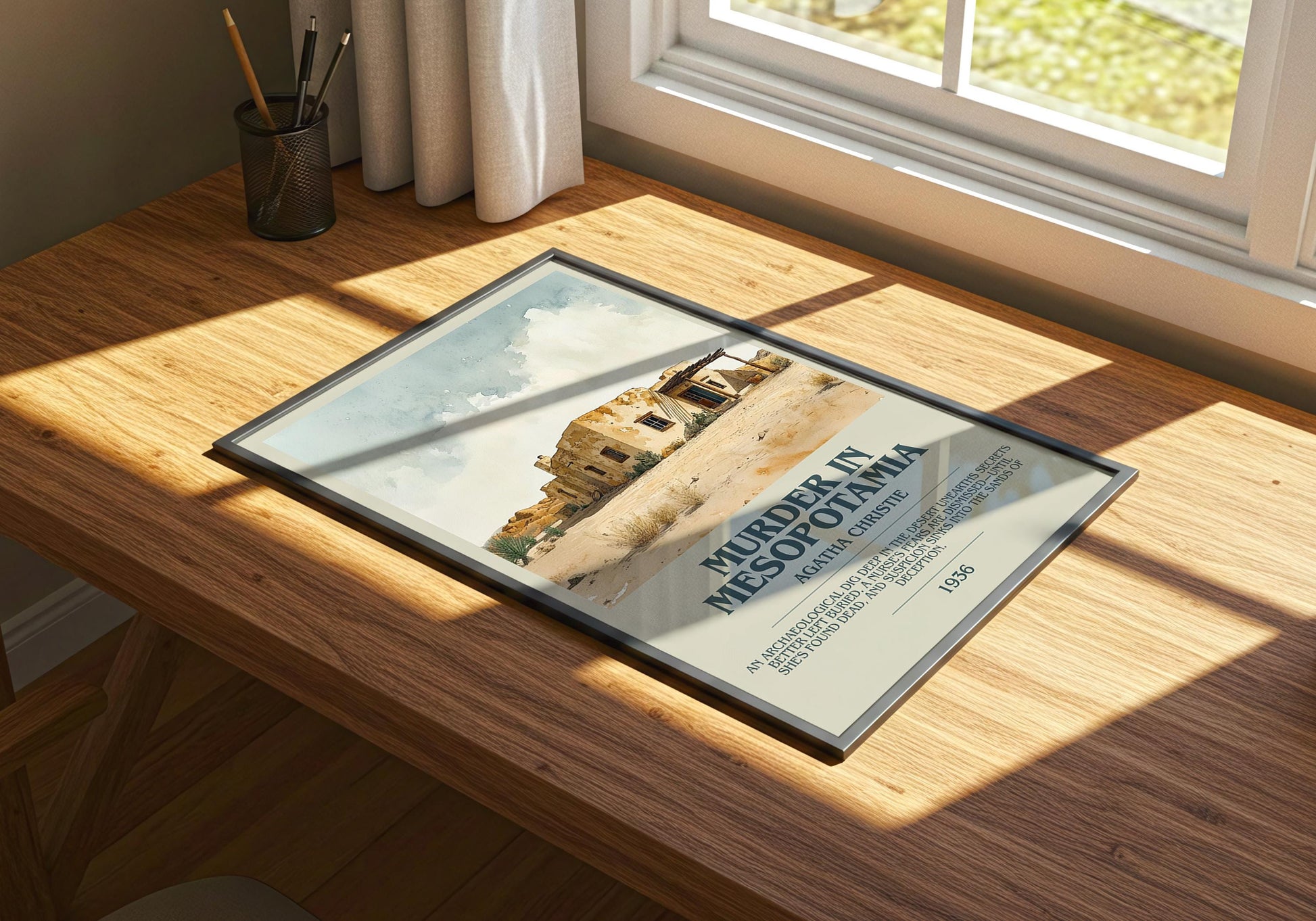 Muder In Mesopotamia by Agatha Christie | Descriptive Book Poster | Modern