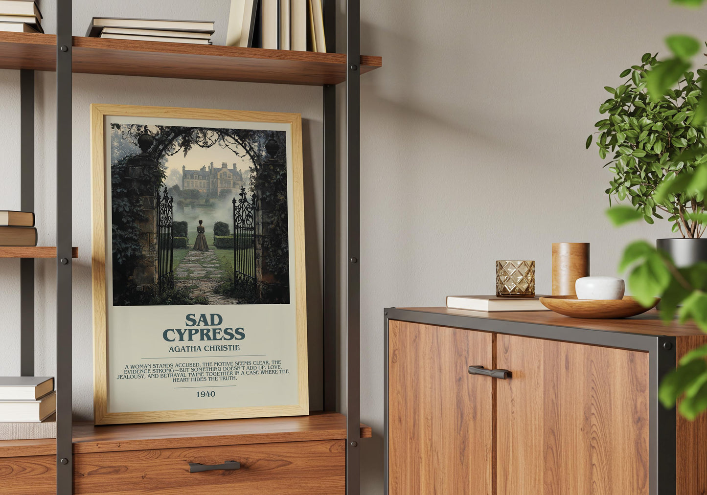 Sad Cypress by Agatha Christie Descriptive Poster Print. Free Delivery Wall Art Author & Blurb Book Artwork Novel Modern Gift