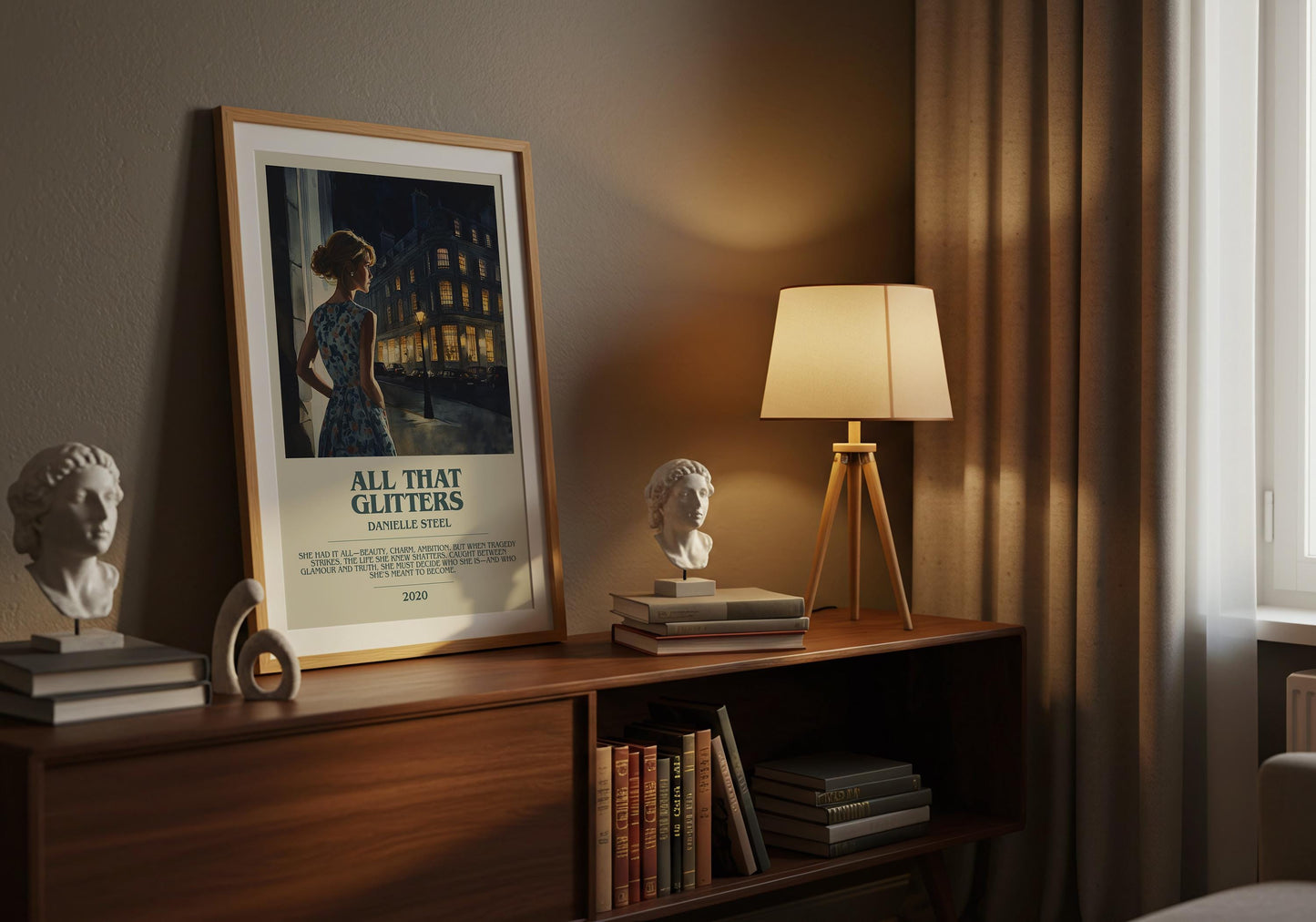 All That Glitters by Danielle Steel Descriptive Poster Print. Free Delivery Wall Art Author & Blurb Book Artwork Novel Modern Gift