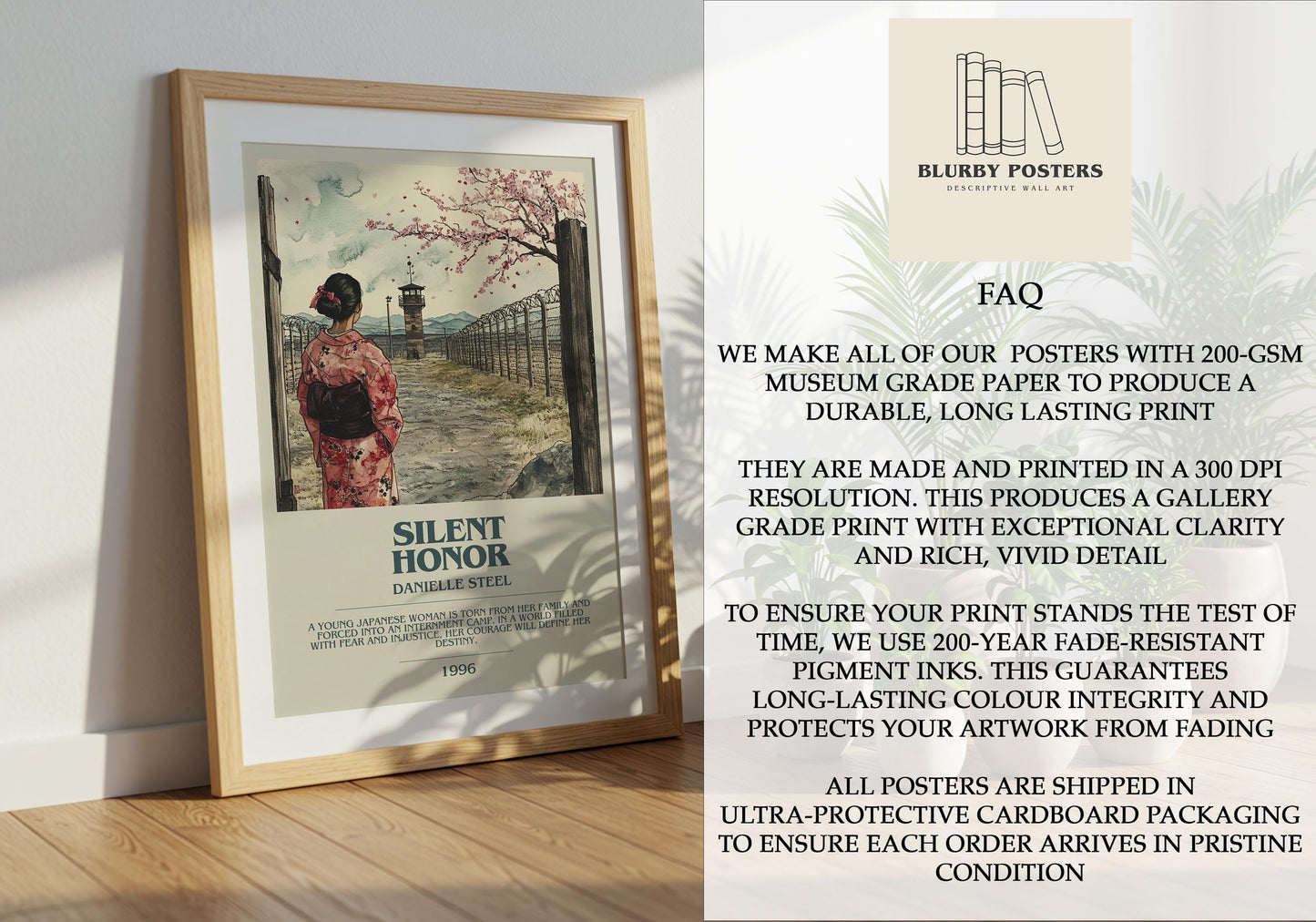 Silent Honor by Danielle Steel Descriptive Poster Print. Free Delivery Wall Art Author & Blurb Book Artwork Novel Modern Gift