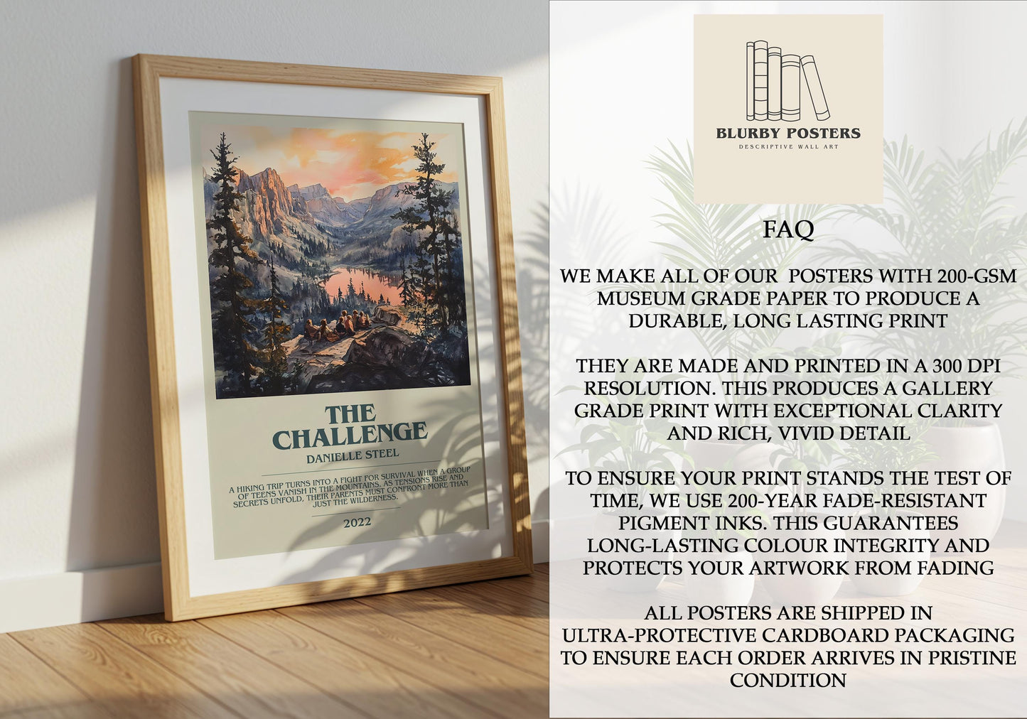 The Challenge by Danielle Steel Descriptive Poster Print. Free Delivery Wall Art Author & Blurb Book Artwork Novel Modern Gift