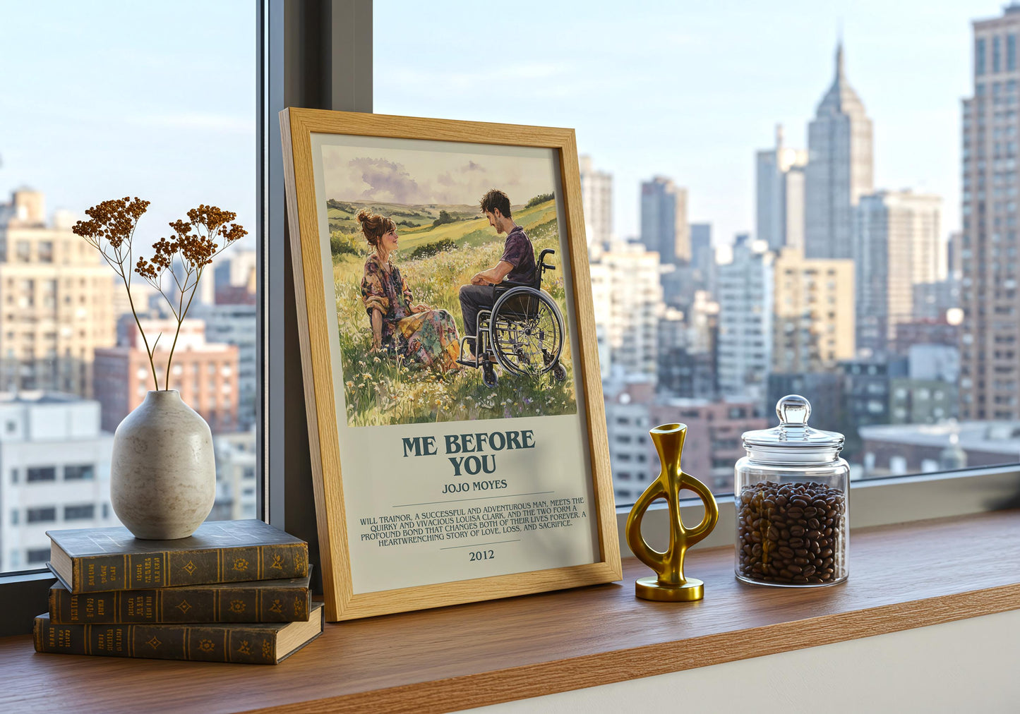 Me Before You by Jojo Moyes Descriptive Poster Print. Free Delivery Wall Art Author & Blurb Book Artwork Novel Modern