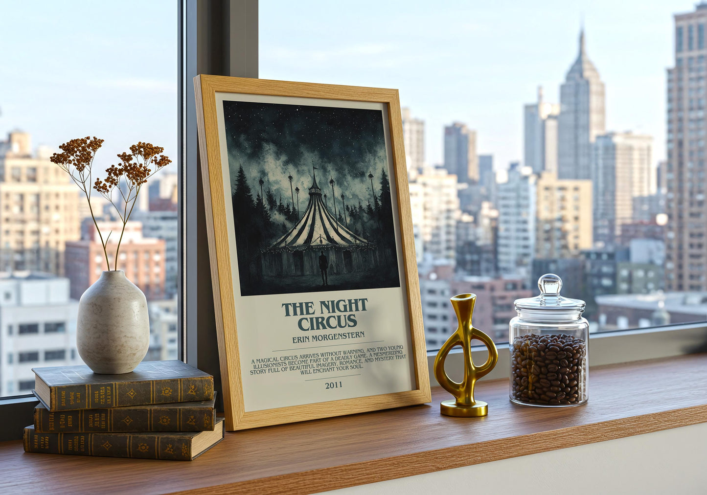 The Night Circus by Eric Morgenstern Descriptive Poster Print. Free Delivery Wall Art Author & Blurb Book Artwork Novel Modern