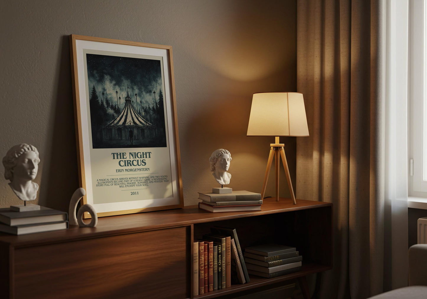 The Night Circus by Eric Morgenstern Descriptive Poster Print. Free Delivery Wall Art Author & Blurb Book Artwork Novel Modern