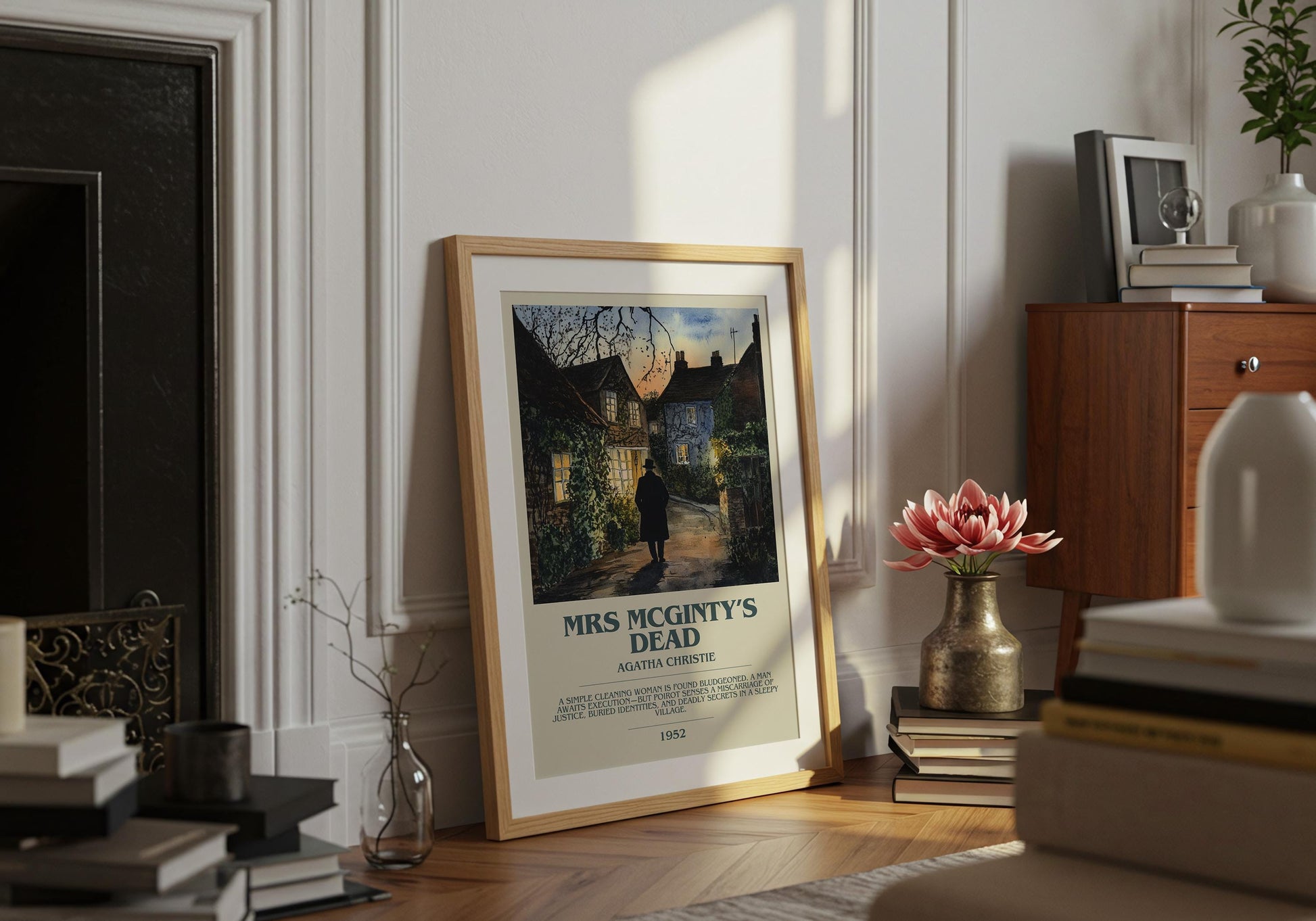 Mrs McGinty's Dead by Agatha Christie | Descriptive Book Poster | Modern