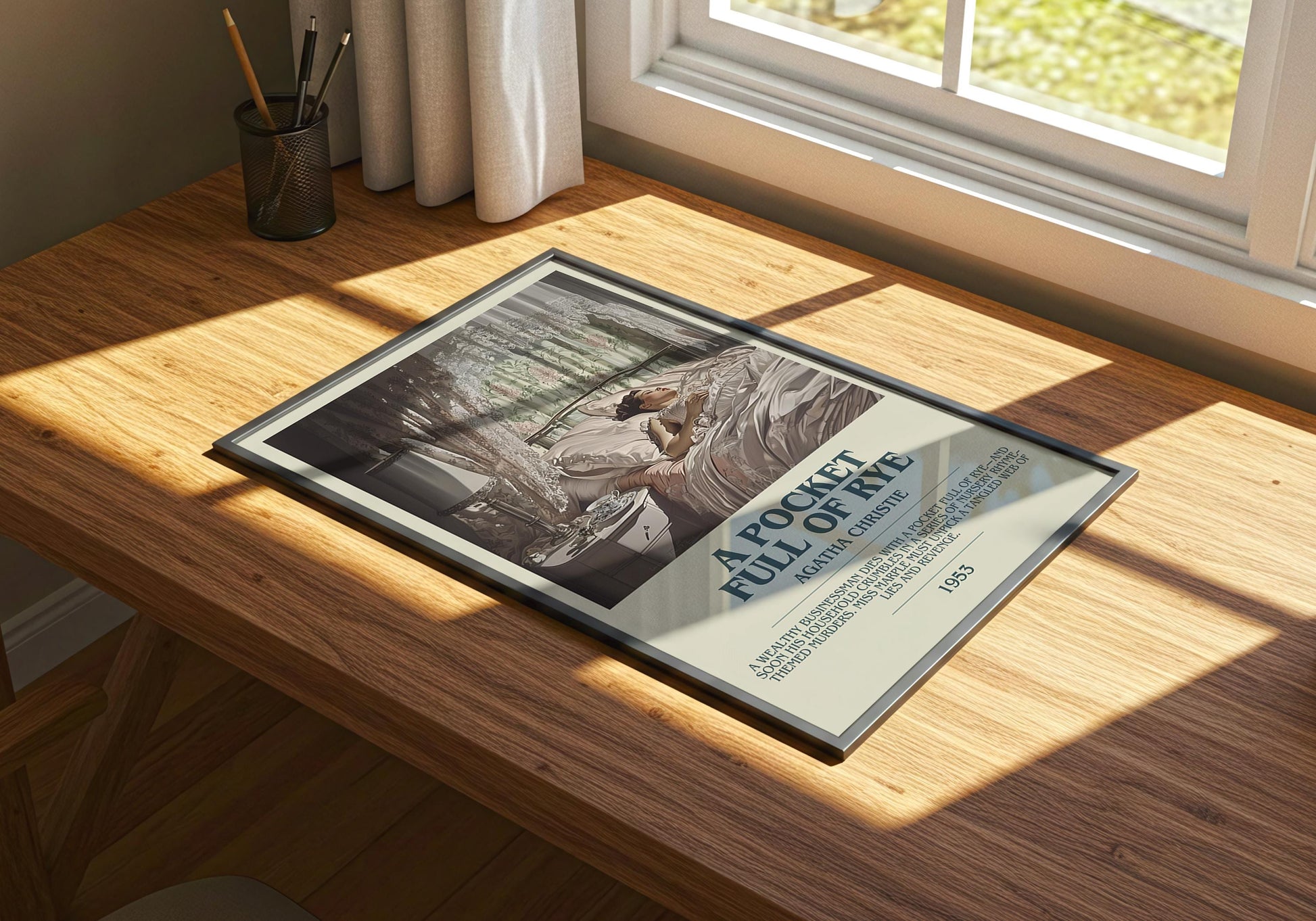 A Pocket Full Of Rye by Agatha Christie | Descriptive Book Poster | Modern