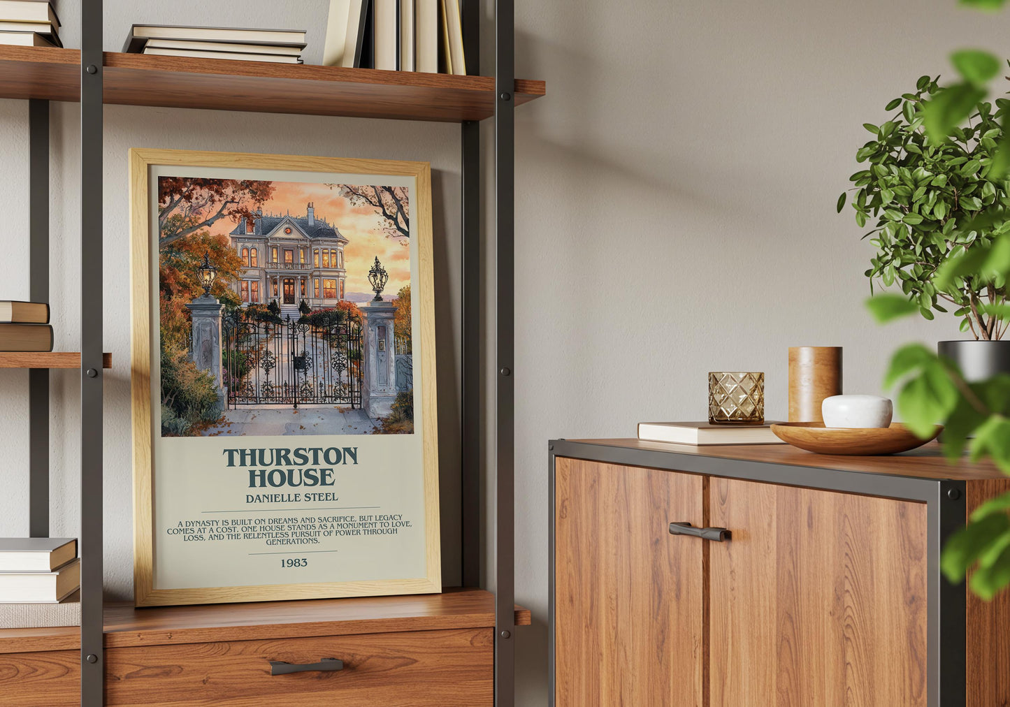Thurston House by Danielle Steel Descriptive Poster Print. Free Delivery Wall Art Author & Blurb Book Artwork Novel
