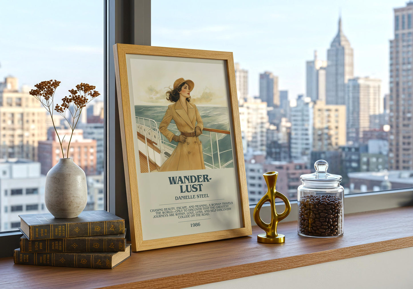 Wanderlust by Danielle Steel Descriptive Poster Print. Free Delivery Wall Art Author & Blurb Book Artwork Novel