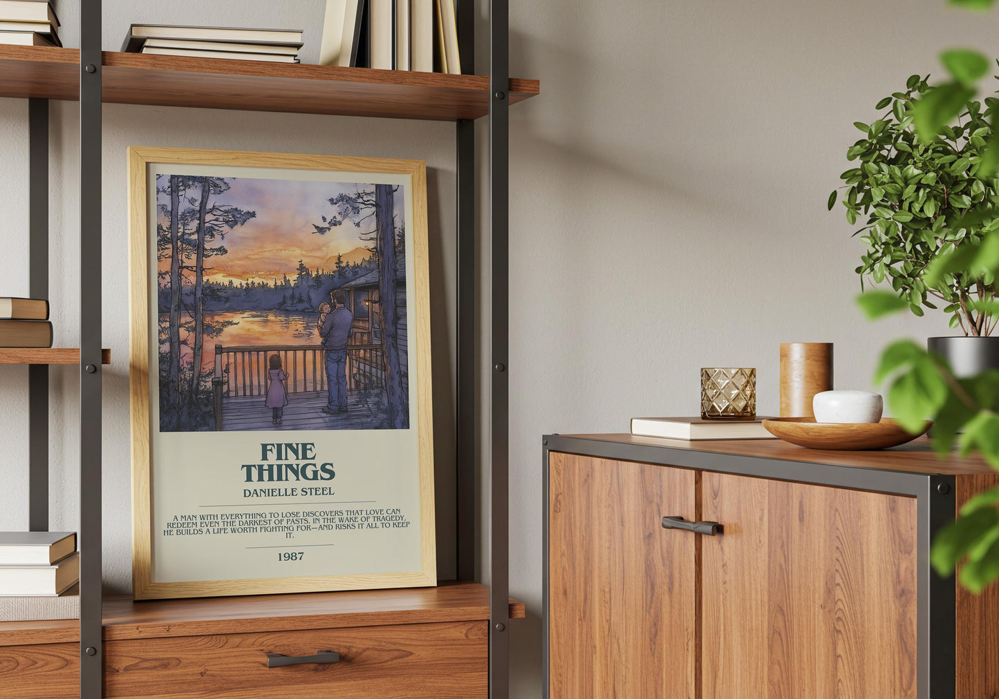 Fine Things by Danielle Steel Descriptive Poster Print. Free Delivery Wall Art Author & Blurb Book Artwork Novel