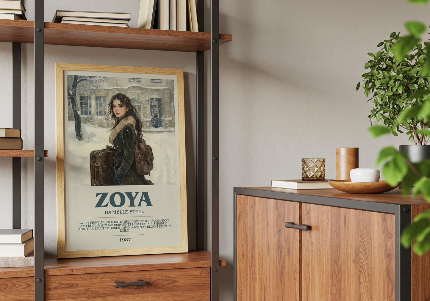 Zoya by Danielle Steel Descriptive Poster Print. Free Delivery Wall Art Author & Blurb Book Artwork Novel