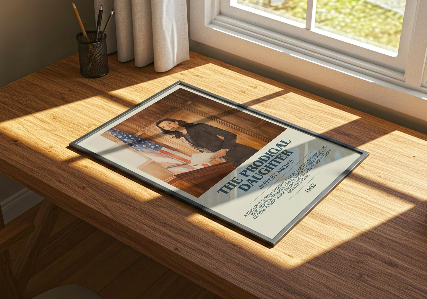 The Prodigal Daughter by Jeffrey Archer Descriptive Poster Print. Free Delivery Wall Art Author & Blurb Book Artwork Novel