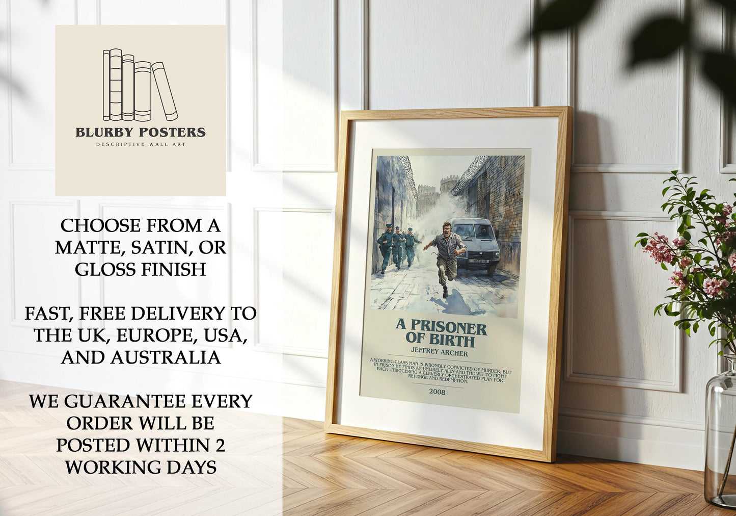 A Prisoner Of Birth by Jeffrey Archer | Descriptive Book Poster | Modern