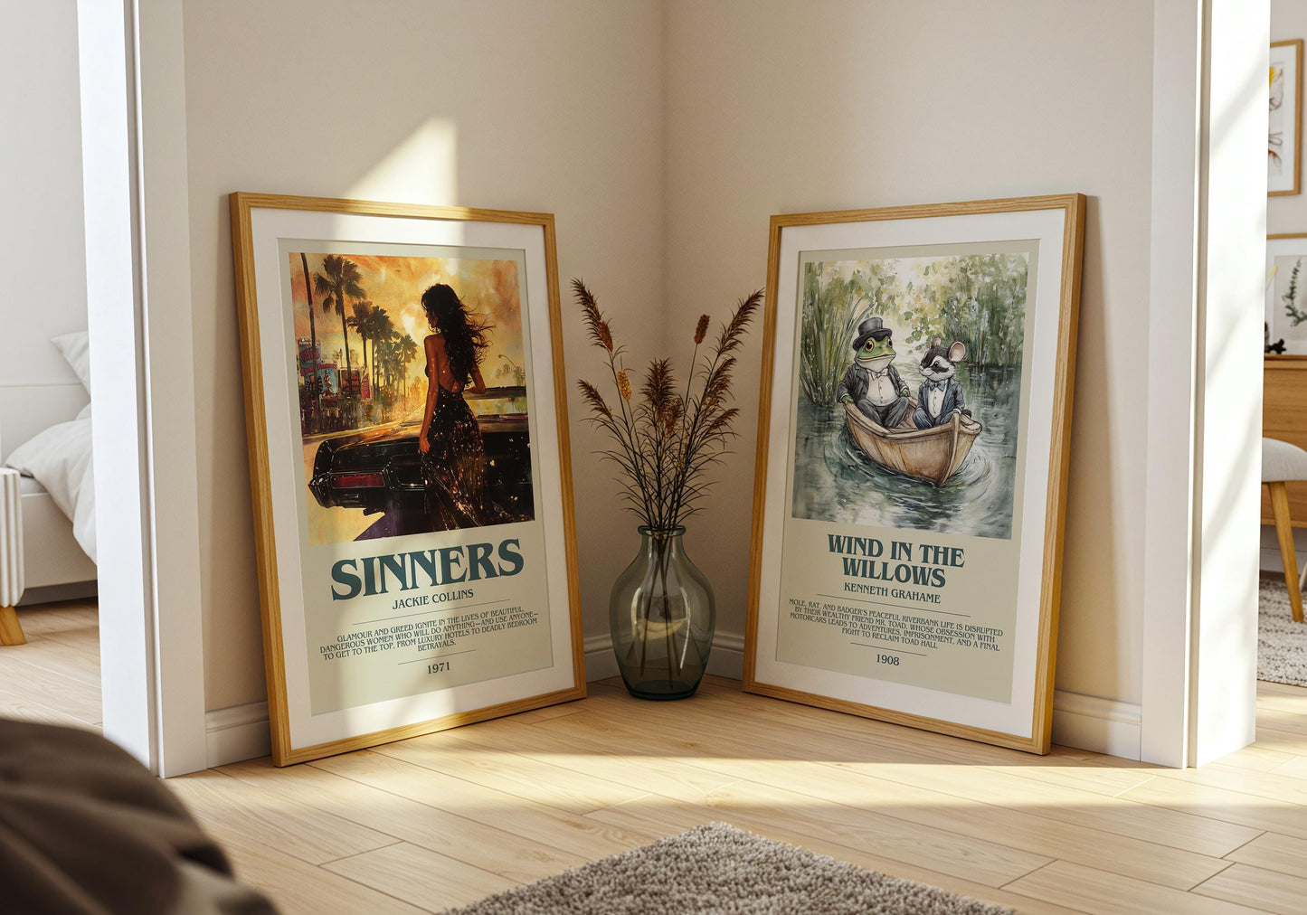 Sinners by Jackie Collins Descriptive Poster Print. Free Delivery Wall Art Author & Blurb Book Artwork Novel