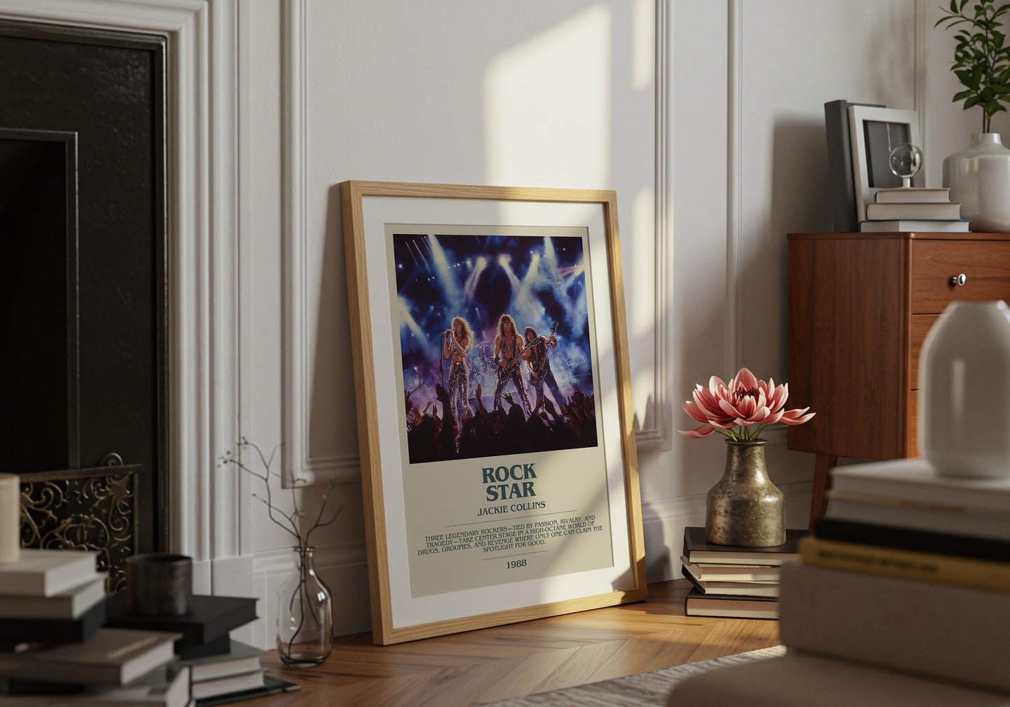 Rockstar by Jackie Collins Descriptive Poster Print. Free Delivery Wall Art Author & Blurb Book Artwork Novel