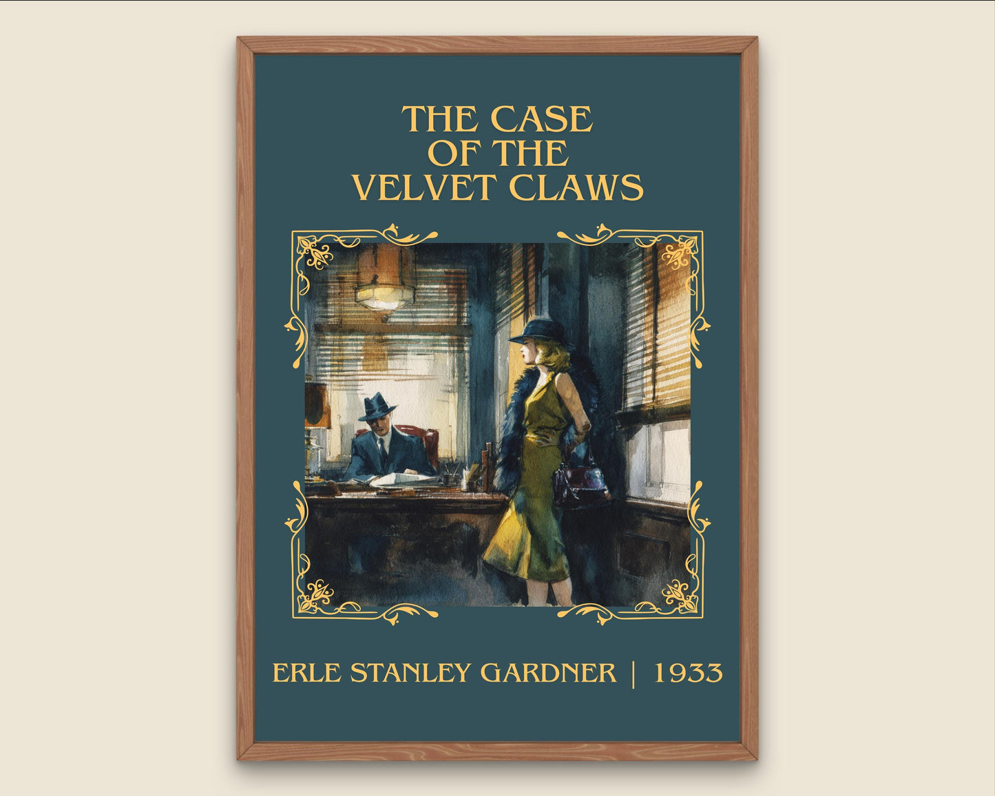 The Case Of The Velvet Claws by Erle Stanley Gardner Descriptive Poster Print.Free Delivery Wall Art Author&Blurb Book Artwork Novel