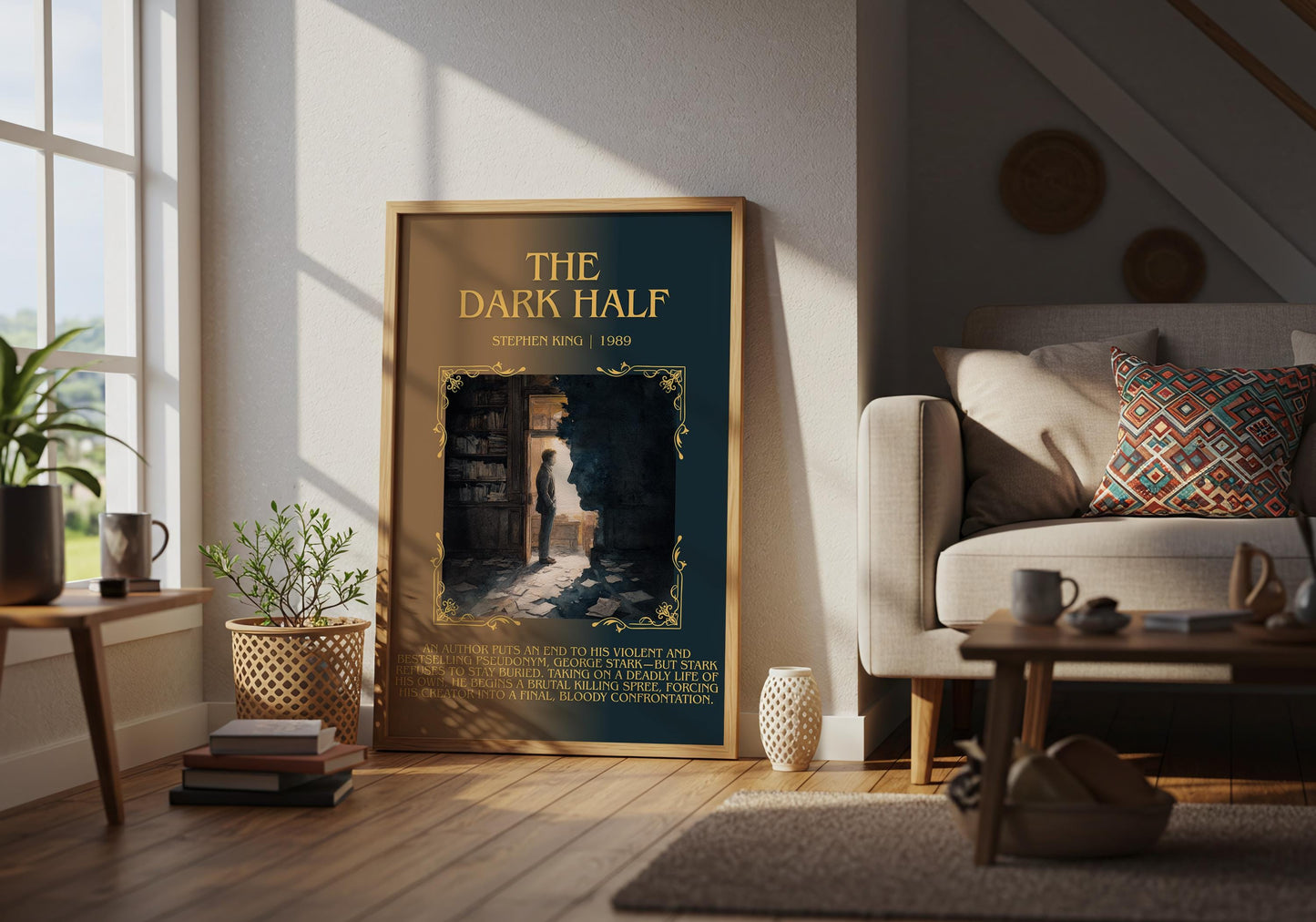 The Dark Half by Stephen King Descriptive Poster Print.Free Delivery Wall Art Author&Blurb Book Artwork Novel Wall Poster