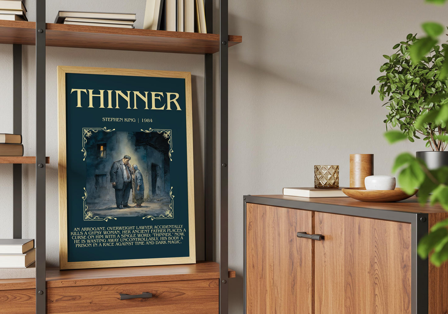 Thinner by Stephen King Descriptive Poster Print.Free Delivery Wall Art Author&Blurb Book Artwork Novel Poster Minimalist