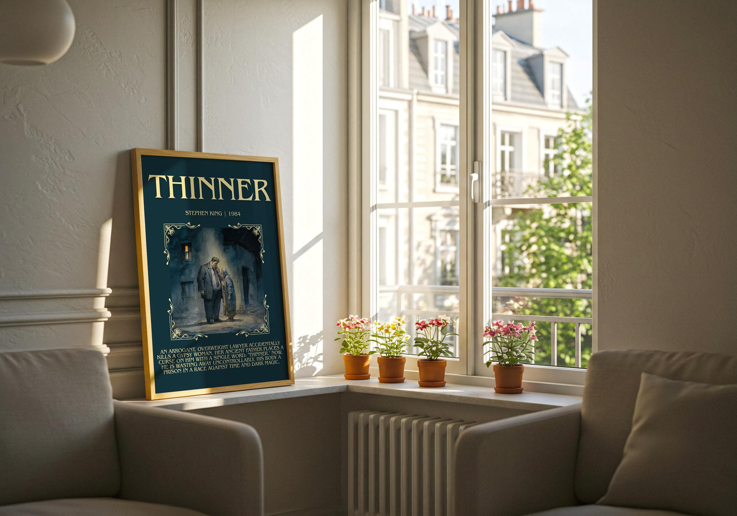 Thinner by Stephen King Descriptive Poster Print.Free Delivery Wall Art Author&Blurb Book Artwork Novel Poster Minimalist