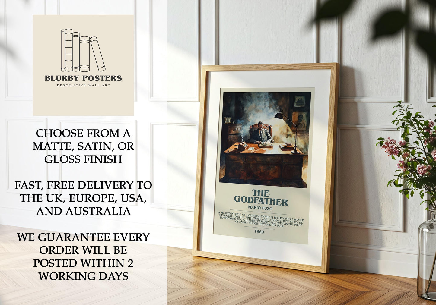 The Godfather by Mario Puzo | Descriptive Book Poster | Modern