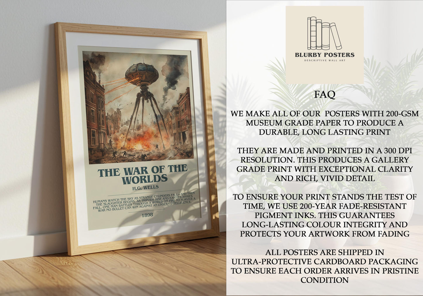 The War Of The Worlds by H.G. Wells | Descriptive Book Poster | Modern