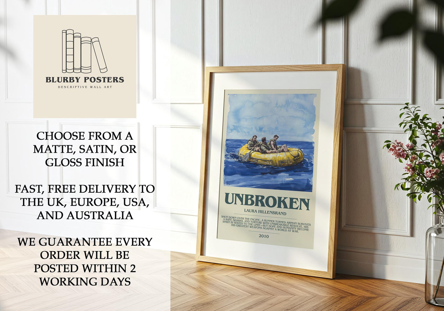 Unbroken by Laura Hillenbrand | Descriptive Book Poster | Modern
