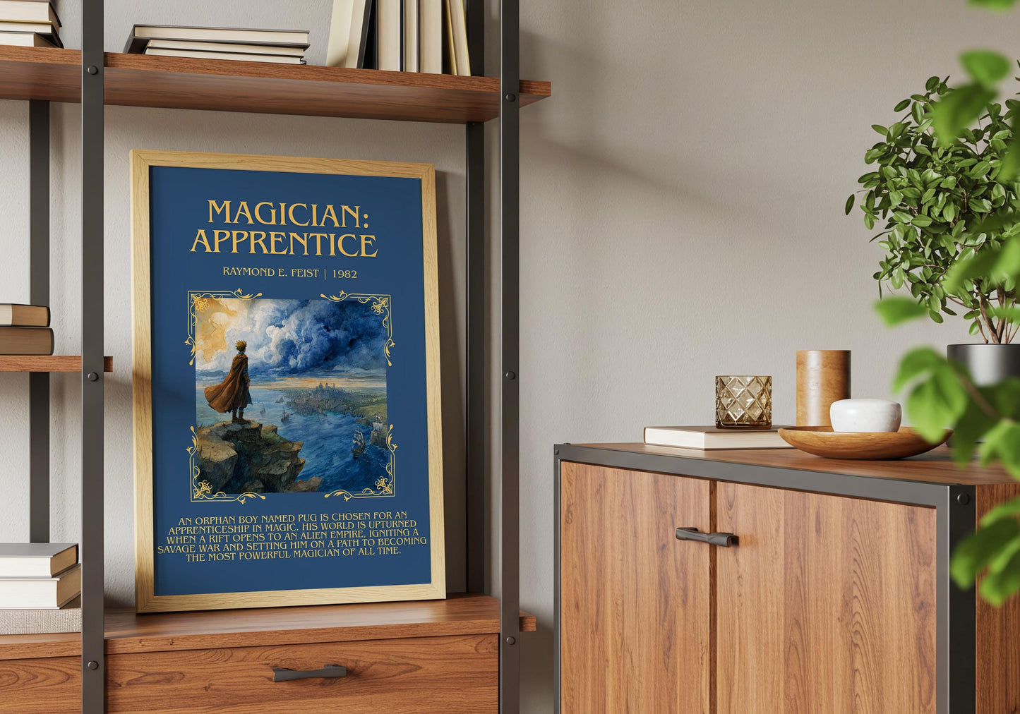 Magician: Apprentice by Raymond E.Feist Descriptive Poster Print.Free Delivery Wall Art Author&Blurb Book Artwork Novel Poster
