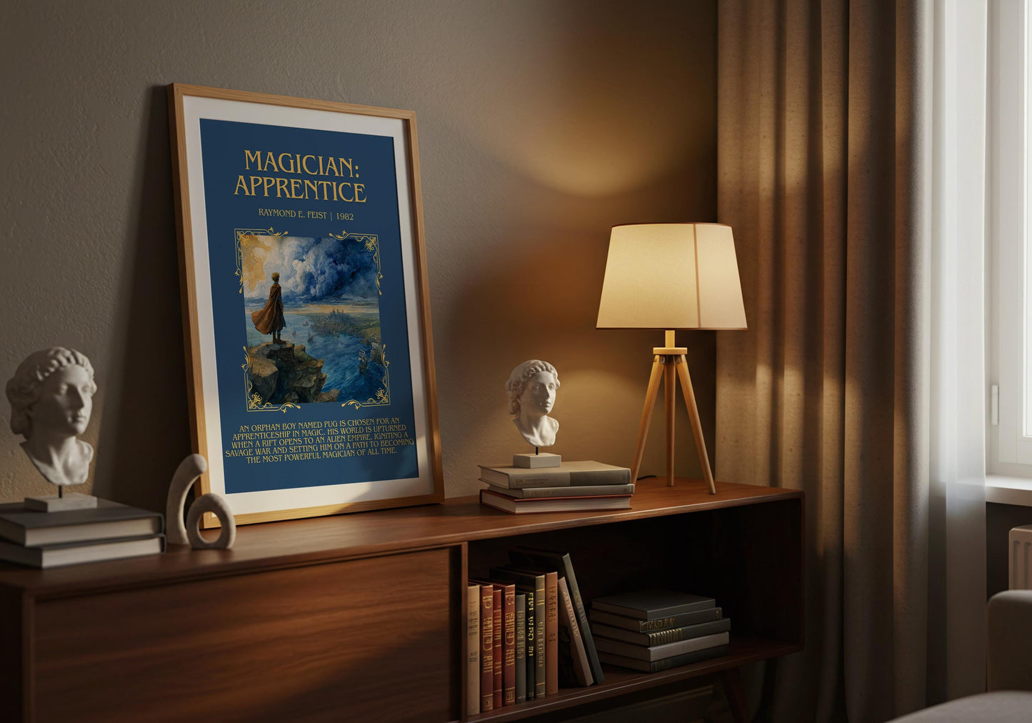 Magician: Apprentice by Raymond E.Feist Descriptive Poster Print.Free Delivery Wall Art Author&Blurb Book Artwork Novel Poster