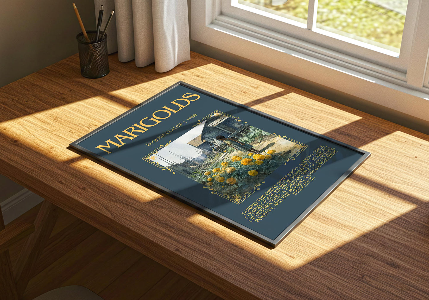 Marigolds By Eugenia Collier Descriptive Poster Print.Free Delivery Wall Art Author&Blurb Book Artwork Novel Poster