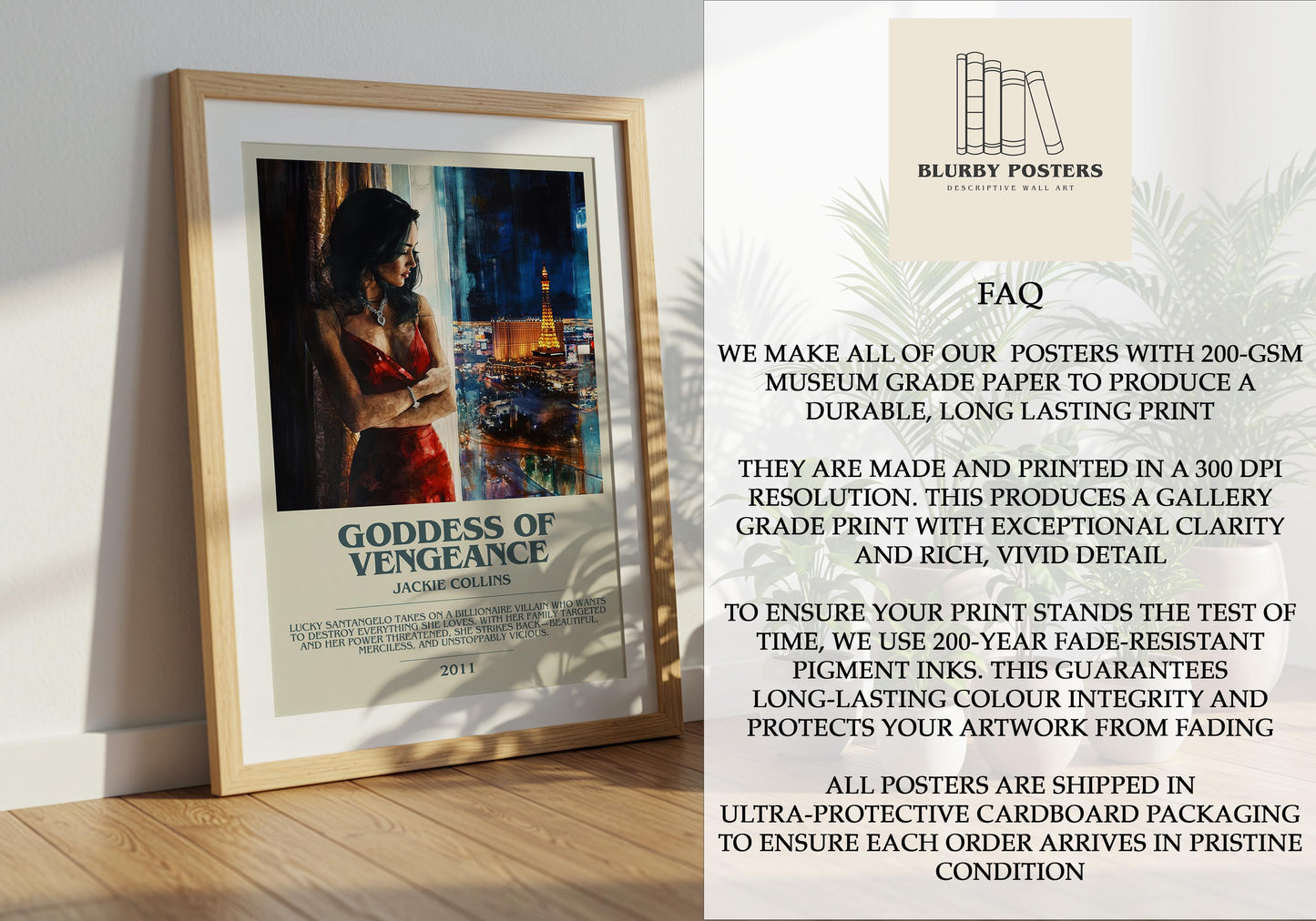 Goddess Of Vengeance by Jackie Collins | Descriptive Book Poster | Modern