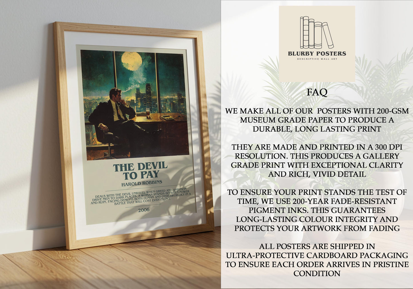 The Devil To Pay by Harold Robbins | Descriptive Book Poster | Modern