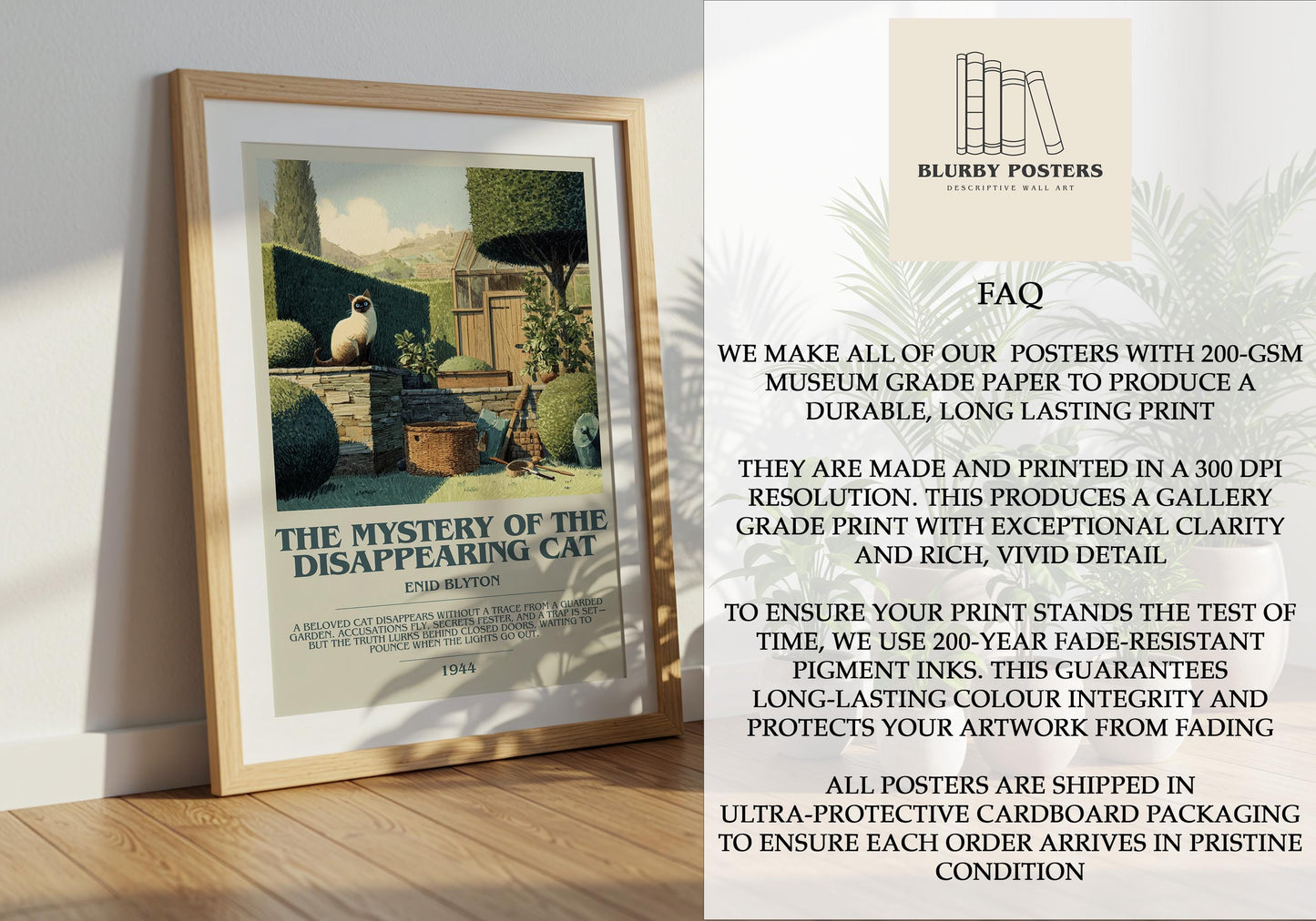 The Mystery Of The Disappearing Cat by Enid Blyton | Descriptive Book Poster | Modern