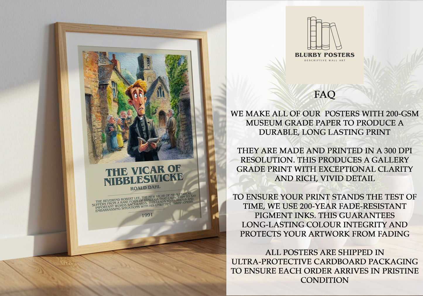 The Vicar Of Nibbleswicke by Roald Dahl | Descriptive Book Poster | Modern