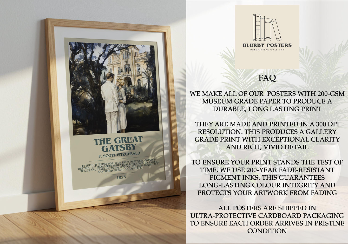 The Great Gatsby by F. Scott Fitzgerald | Descriptive Book Poster | Modern