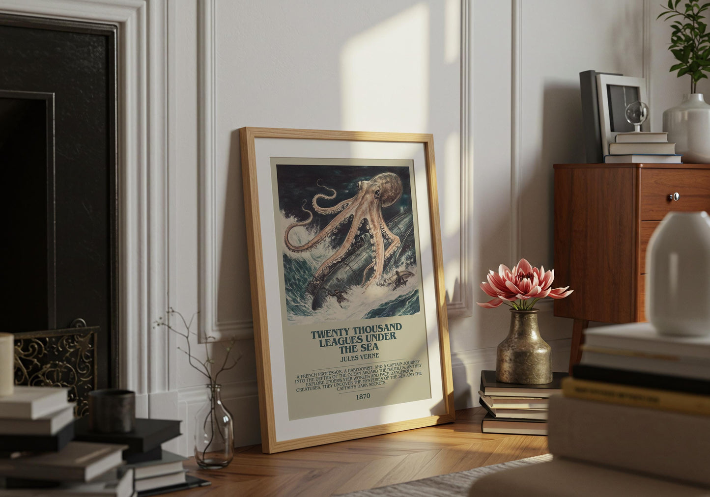 Twenty Thousand Leagues Under The Sea by Julius Verne | Descriptive Book Poster | Modern