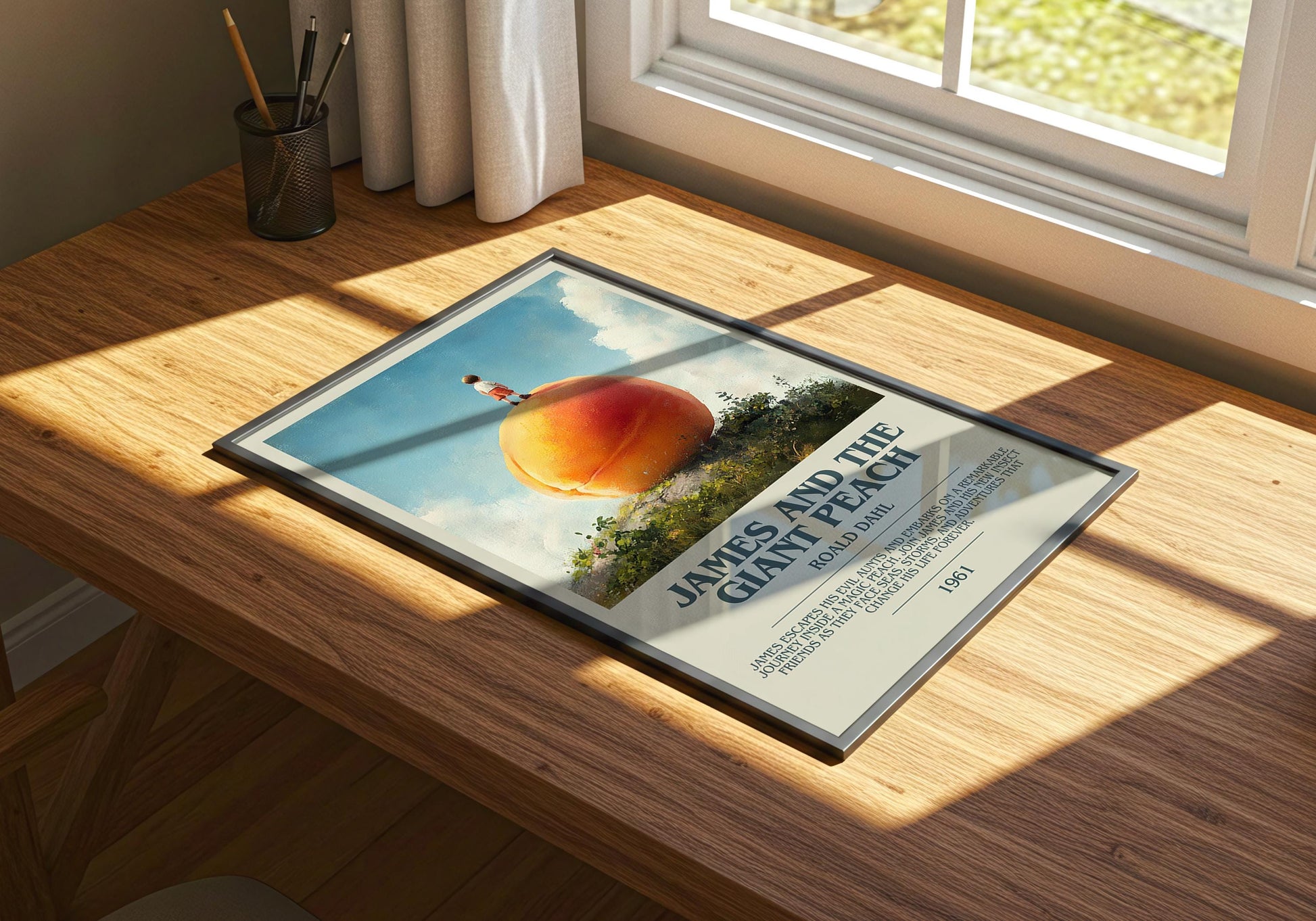 James and the Giant Peach by Roald Dahl | Descriptive Book Poster | Modern