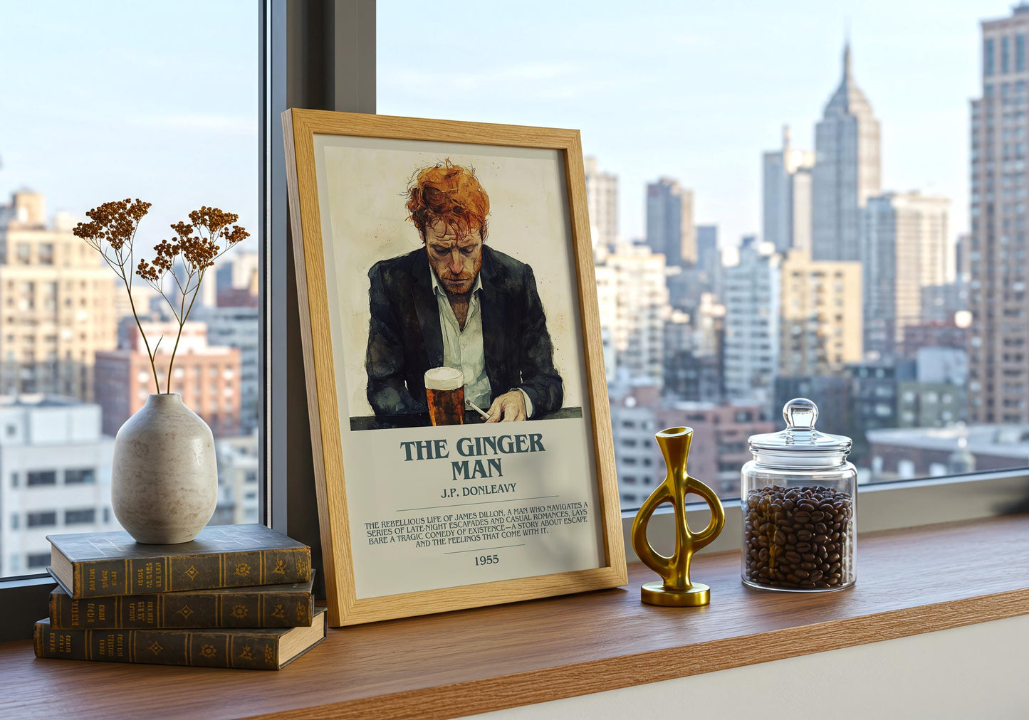 The Ginger Man by J.P. Donleavy Descriptive Poster Print. Free Delivery Wall Art Author & Blurb Book Artwork Novel Modern Poster Gift