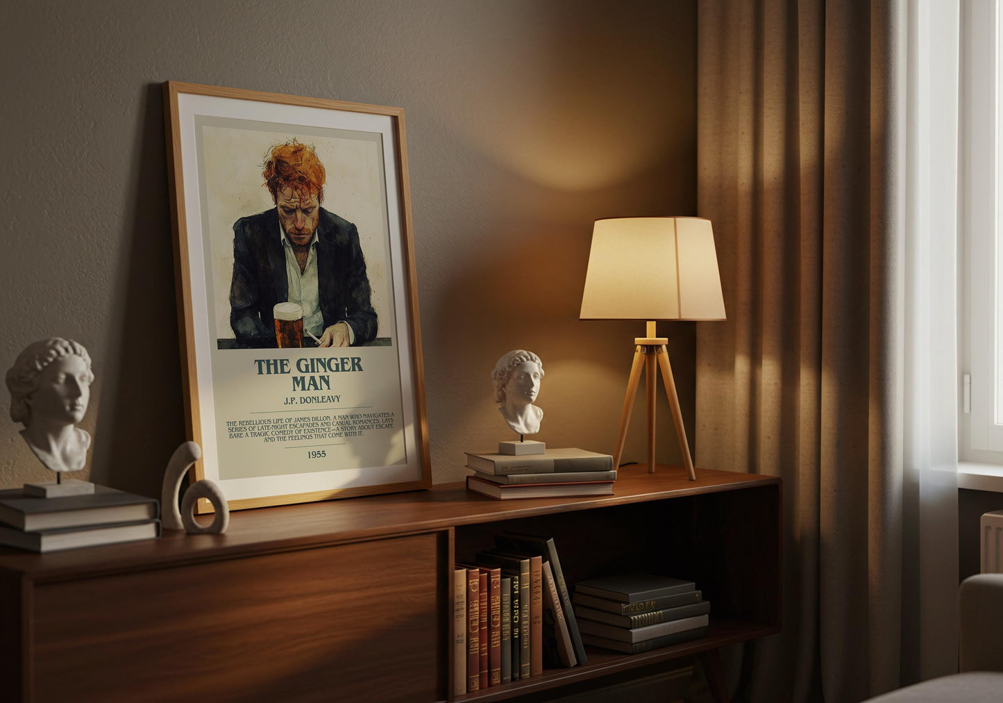 The Ginger Man by J.P. Donleavy Descriptive Poster Print. Free Delivery Wall Art Author & Blurb Book Artwork Novel Modern Poster Gift